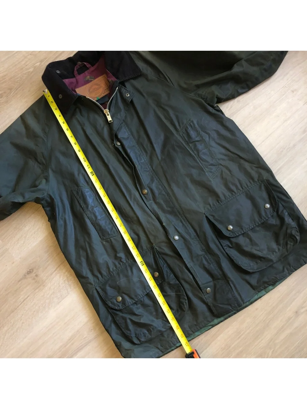 VINTAGE LEWIS CREEK WAXED LEATHER TRIM SCOTLAND OLIVE GREEN MENS SIZE LARGE ZIP